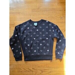 Champion Reverse Weave All Over Print Logo Sweatshirt Crewneck Women Medium